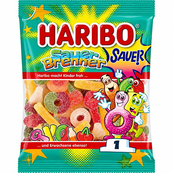 Haribo DE Sauerbrenner Sour Fruit-Flavored Gummy Candies, 160 g
