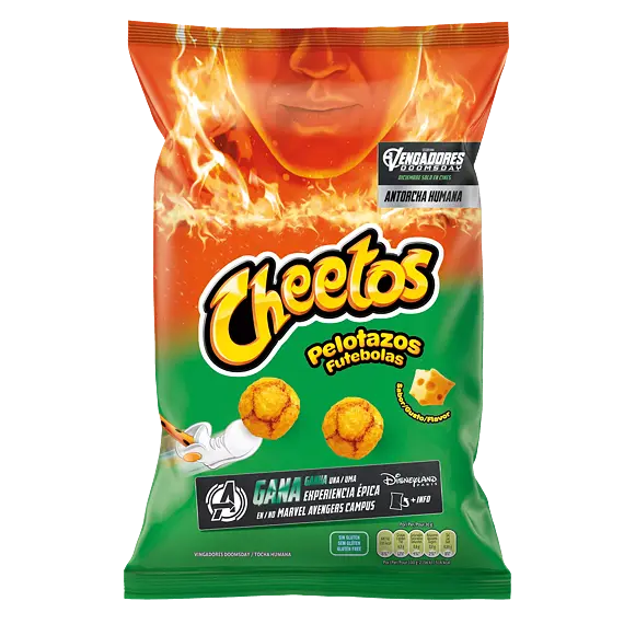 Cheetos ES Avengers Pelotazos Futebolas kukuřičné křupky s příchutí sýru ve tvaru míče 130 g