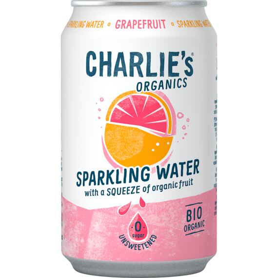 Charlie's Organics sycená pitná voda s grepovou šťávou 330 ml Celé balení 12 ks