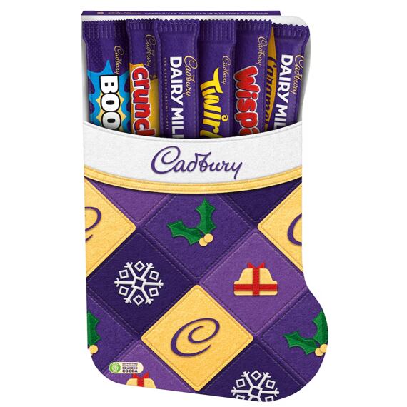 Cadbury vánoční punčocha s výběrem čokoládových tyčinek 174 g