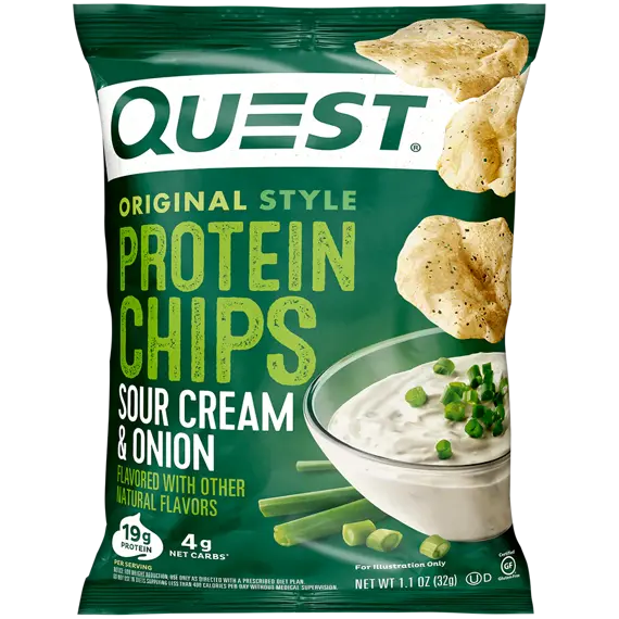 Quest proteinové chipsy s příchutí zakysané smetany a cibulky 32 g