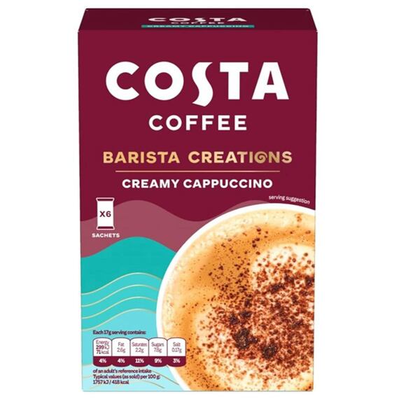 Costa Coffee instant creamy cappuccino 6 x 17 g