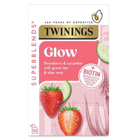 Twinings Glow zelený čaj s příchutí jahod, okurky a aloe vera 20 ks 40 g