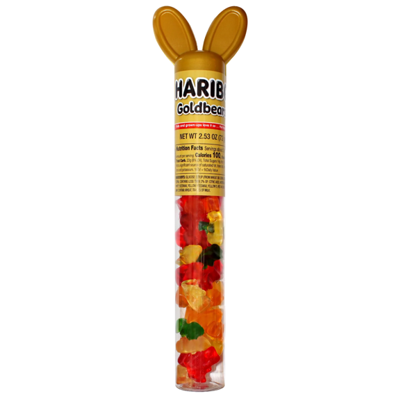 Haribo USA žvýkací bonbony ve tvaru medvídků s ovocnými příchutěmi v plastové tubě 72 g