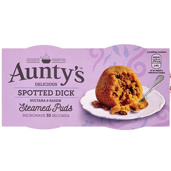 Aunty's Spotted Dick bun with raisin pudding 2 x 95 g