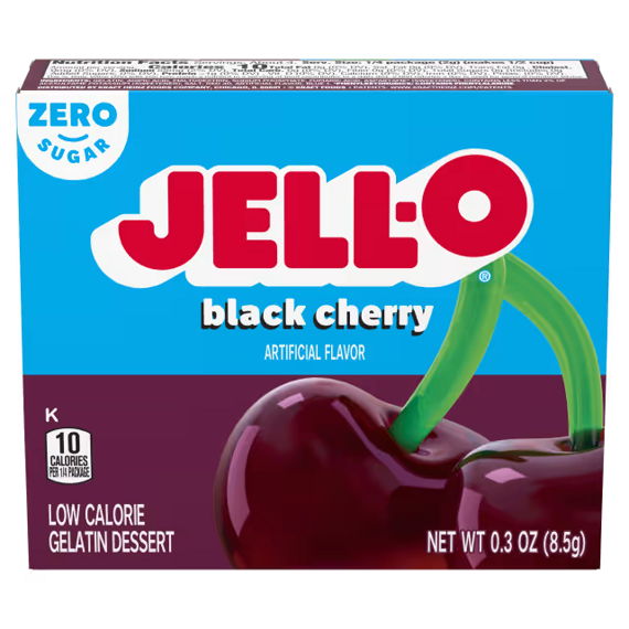 Jell-O zero instantní želatina bez cukru s příchutí černé třešně 8,5 g