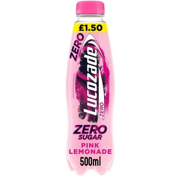 Lucozade sycený energetický nápoj s příchutí růžové limonády bez cukru 500 ml PM