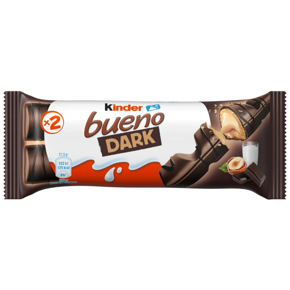 Kinder EU Bueno Dark Wafer with Milk Hazelnut Filling, 43 g