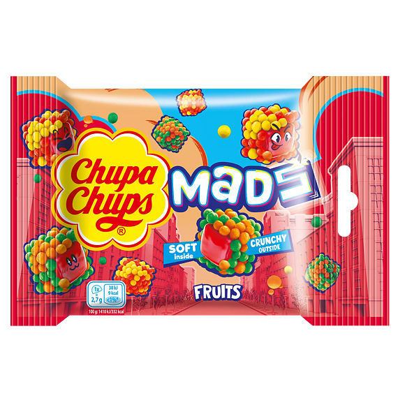 Chupa Chups Mads Fruit-Flavored Jelly in a Sugar Coating, 45 g