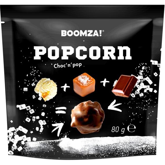 Boomza! karamelizovaný popcorn v polevě s příchutí slaného karamelu a čokolády 80 g
