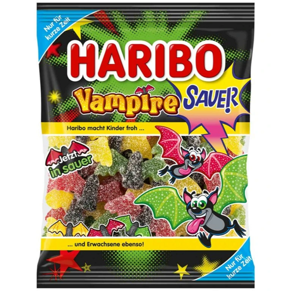 Haribo DE Vampire Sauer kyselé želé s příchutí ovoce a lékořicové bonbóny 175 g