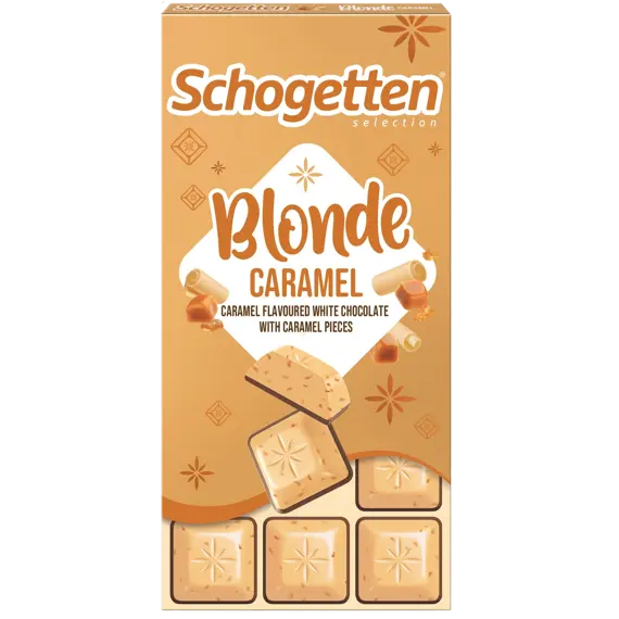 Schogetten DE Blonde Caramel bílá čokoláda s kousky karamelu 100 g