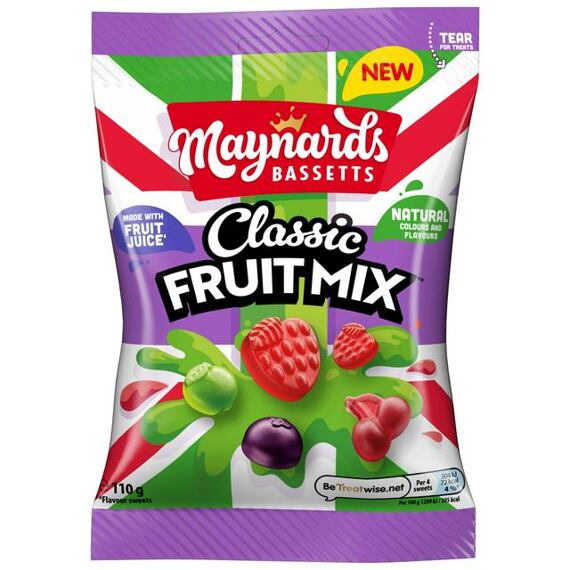 Maynards Bassetts Classic Fruit Mix žvýkací bonbony s ovocnými příchutěmi 110 g PM