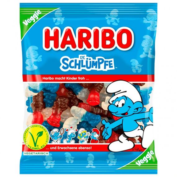 Haribo DE Schlümpfe želé šmoulové příchutí jahody a maliny 175 g