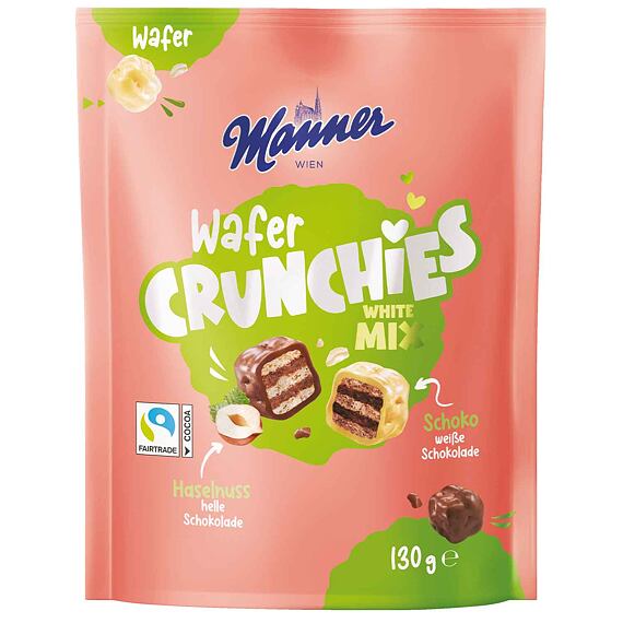 Manner Wafer Crunchies White Mix kousky sušenek v čokoládě 130 g