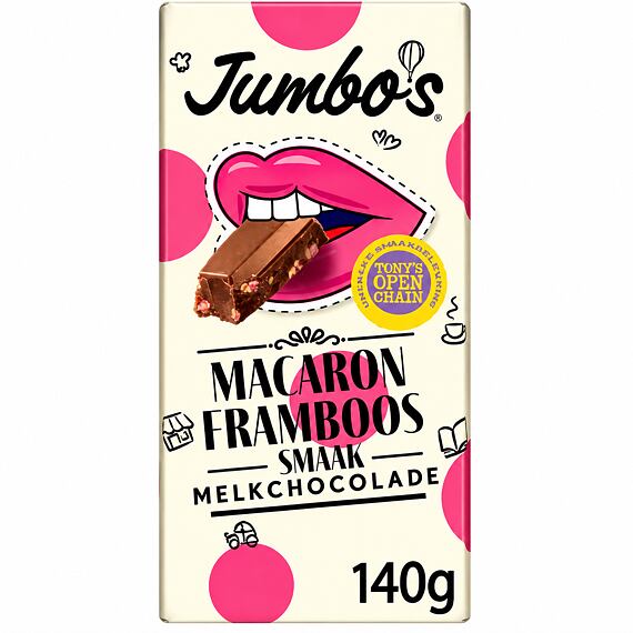 Jumbo mléčná čokoláda s příchutí malinové makronky 140 g