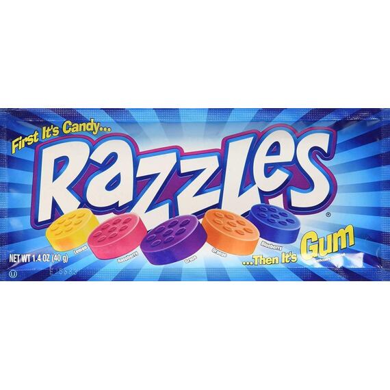 Razzles fruit chewy candy with a gum inside 40 g