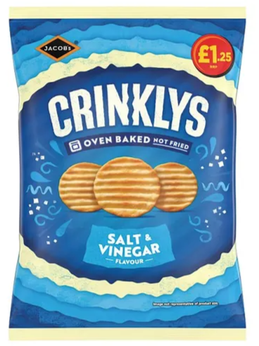 Jacob's Crinklys slané sušenky s příchutí soli a octu 90 g PM