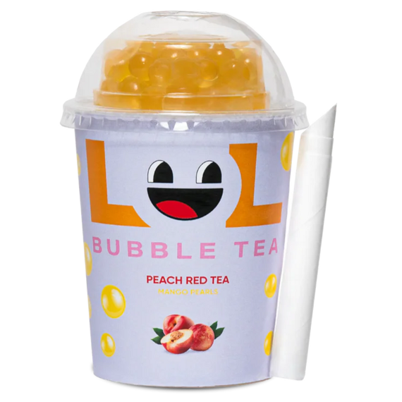 LOL Bubble Tea broskvový čaj s mangovými kuličkami 275 ml Celé balení 10 ks
