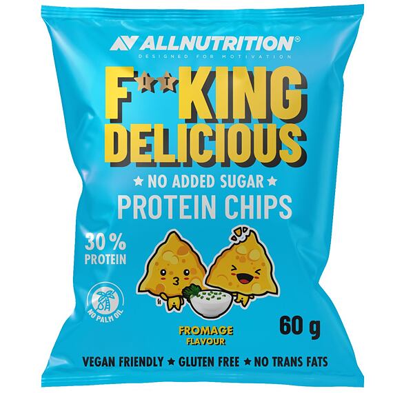 F**KING Delicious proteinové kukuřičné chipsy s příchutí sýru a cibulky 60 g