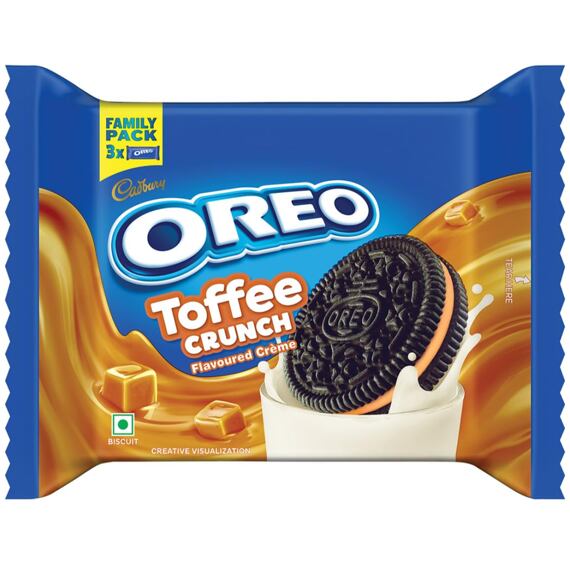 Oreo Toffe Crunch kakaové sušenky s krémovou náplní s karamelovou příchutí 275 g