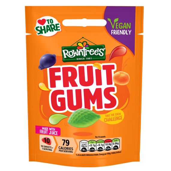 Rowntree's Fruit Gums: Fruit-Flavored Jelly Candies, 150 g