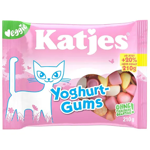 Katjes DE Yoghurt Gums Veggie mléčné želé bonbony s příchutí jogurtu 210 g