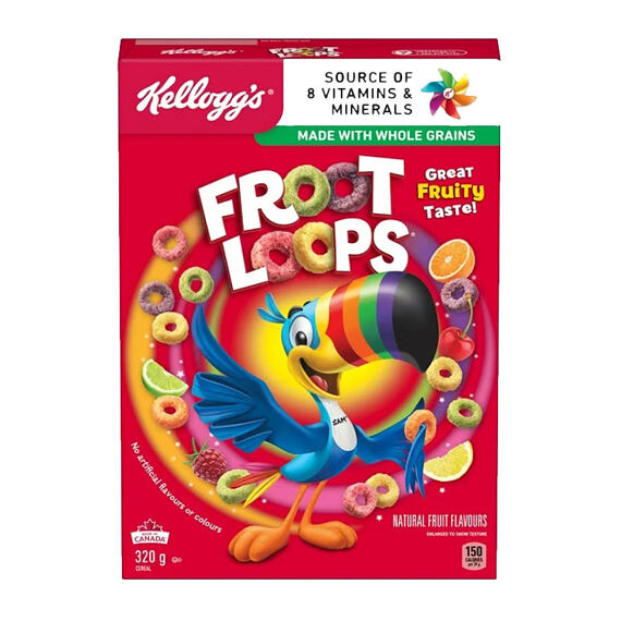 Kellogg's CAN Froot Loops cereálie s příchutí ovoce 320 g