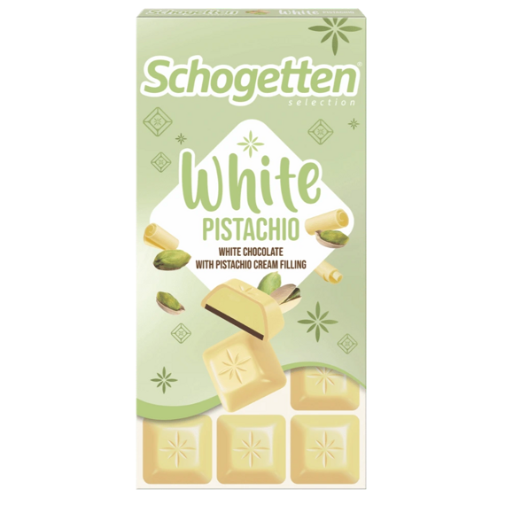 Schogetten DE White Chocolate with Pistachio-Flavored Filling, 100 g