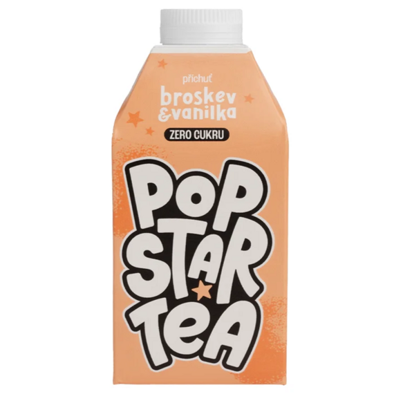 POPSTAR Tea ZERO příchuť broskev & vanilka 500 ml
