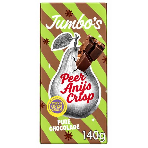 Jumbo hořká čokoláda s kousky hrušky, anýzu a křupavých sušenek 140 g