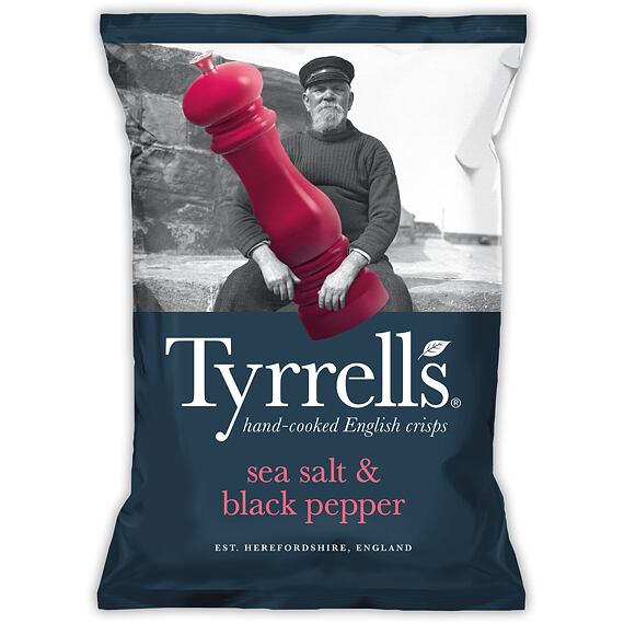 Tyrrells sea salt & black pepper potato chips 150 g