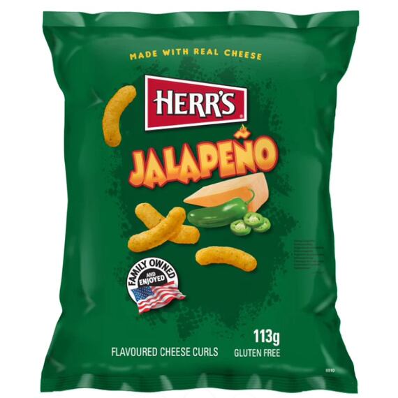 Herr's pálivé kukuřičné sýrové křupky s příchutí papričky Jalapeňo 113 g