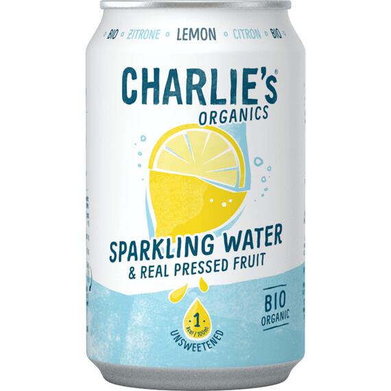 Charlie's Organics sycená pitná voda s citronovou šťávou 330 ml Celé balení 12 ks