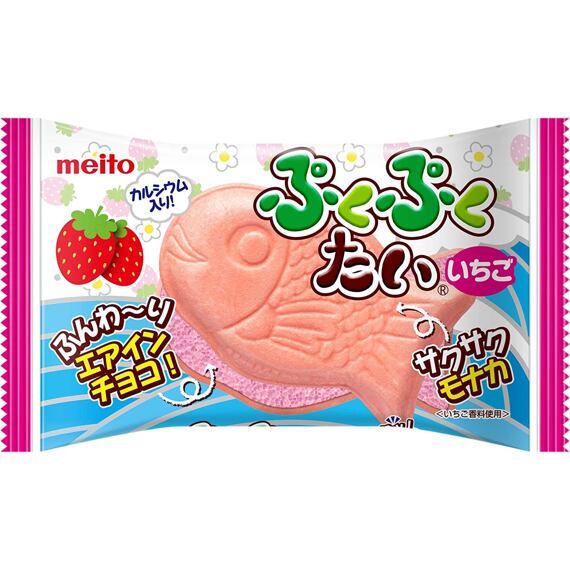 Meito Puku Puku strawberry bubble chocolate in a biscuit 16.5 g