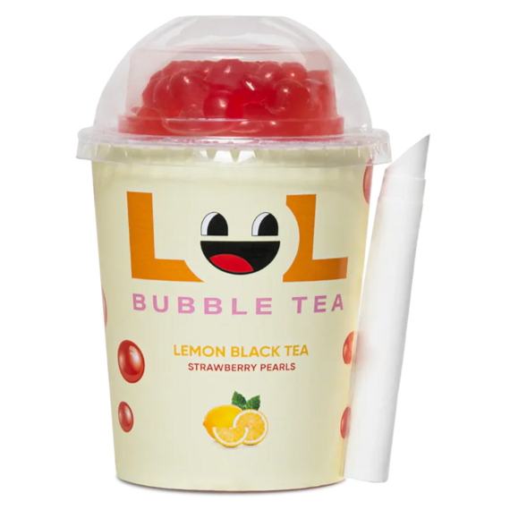 LOL Bubble Tea černý citronový čaj s jahodovými kuličkami 275 ml Celé balení 10 ks