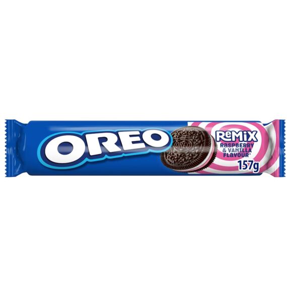 Oreo EU Remix sušenky s náplní s příchutí maliny a vanilky 157 g