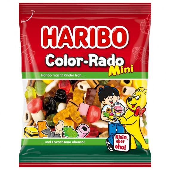 Haribo DE Mini Color-Rado želé s příchutí ovoce a lékořicové bonbóny 160 g