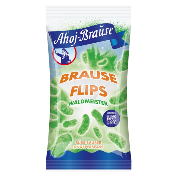 Ahoj-Brause DE Flips sladké křupky v šumícím prášku s příchutí svízel 60 g