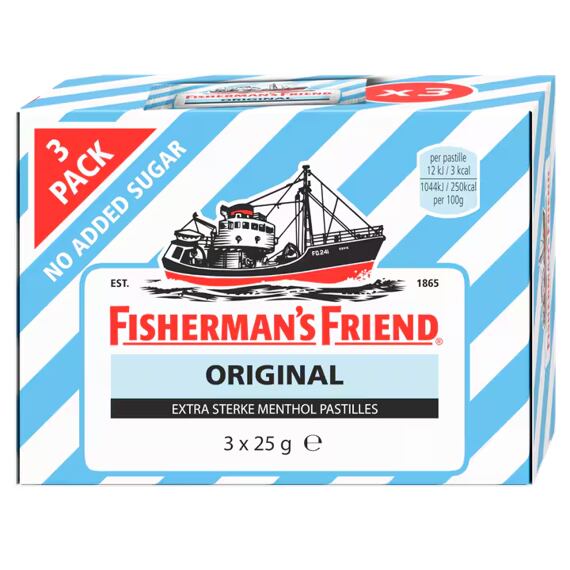 Fisherman's Friend Original Extra silné mentolové pastilky 3 x 25 g