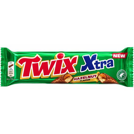 Twix UK Xtra čokoládová tyčinka s karamelem s lískooříškovou příchutí 75 g