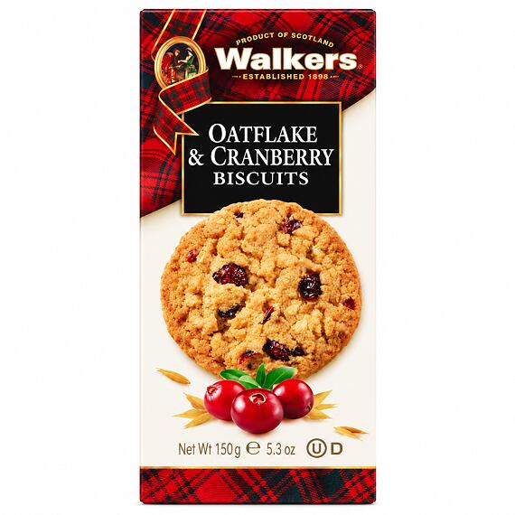 Walkers sušenky s ovesnými vločkami a brusinkami 150 g