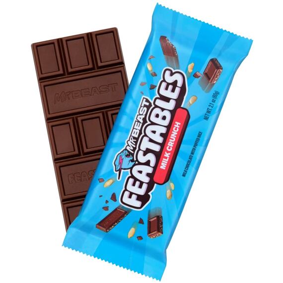 Feastables MrBeast Crunch mléčná čokoláda s pufovanou rýží 60 g Celé Balení 10 ks