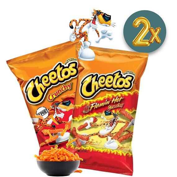 Cheetos křupky se sýrovou příchutí 226,8 g + Cheetos Flamin' Hot pálivé sýrové křupky 99 g