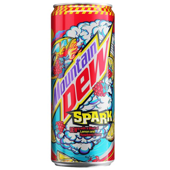 Mountain Dew Spark sycená limonáda s příchutí citrónu a maliny 330 ml