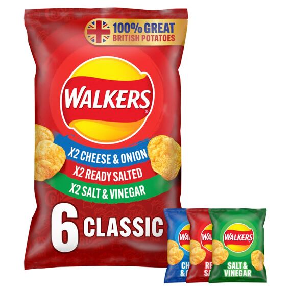 Walkers bramborové chipsy multipack 6 x 25 g