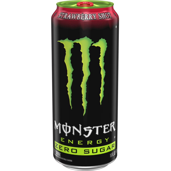 Monster USA Strawberry Shot Zero sycený energetický nápoj s jahodovou příchutí bez cukru 473 m