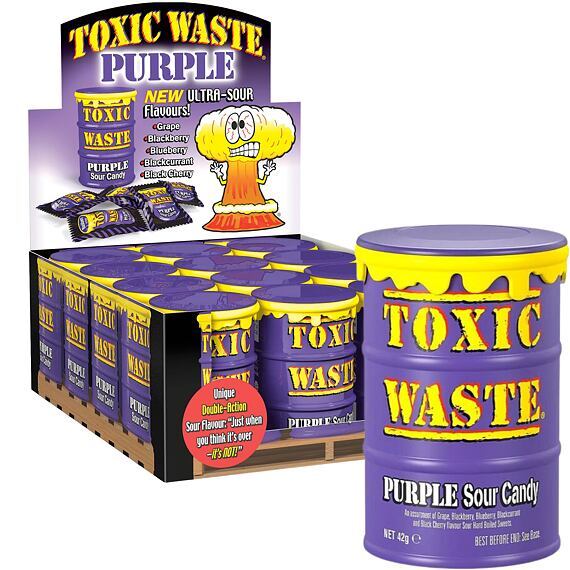 Toxic Waste Purple sour candy 42 g Whole case 12 pcs