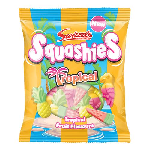 Swizzels Squashies pěnové bonbonky s příchutí tropického ovoce 100 g