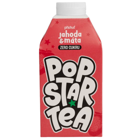 POPSTAR Tea ZERO příchuť jahoda & máta 500 ml